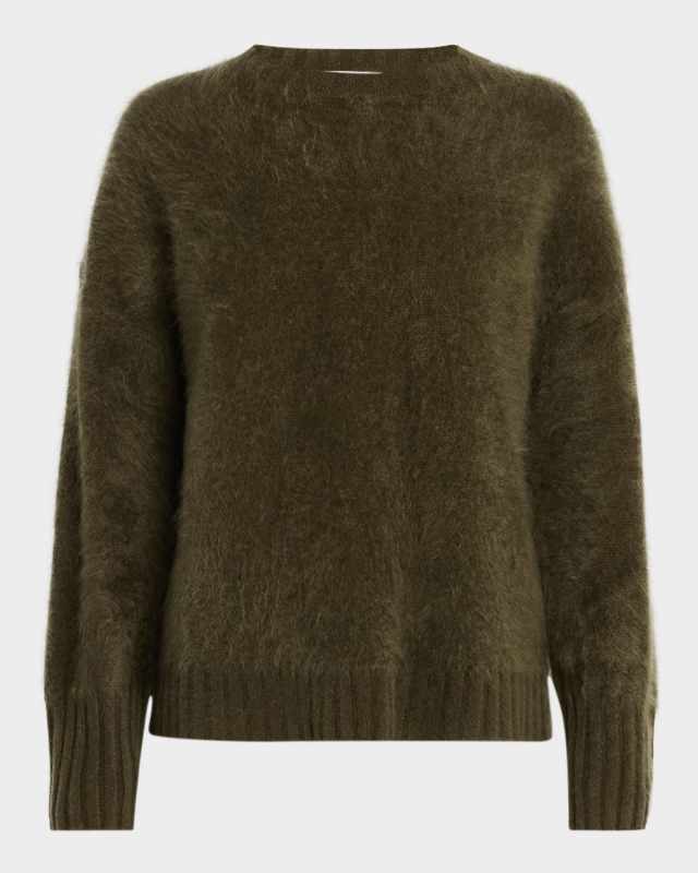 Solid Brushed Cashmere Crewneck Sweat